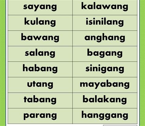 mga salitang nagtatapos sa ing|Mga salitang nagtatapos sa ing.